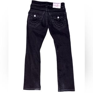 Black and grey true religion jeans